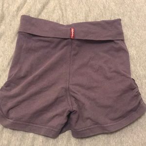 Purple Hardtail shorts with zippers on the side